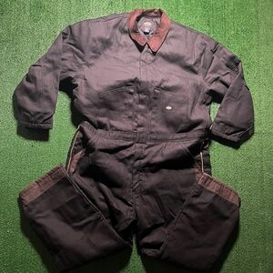 Dickies Black Heavy Duty Overalls With Brown Corduroy Collar Size 3x